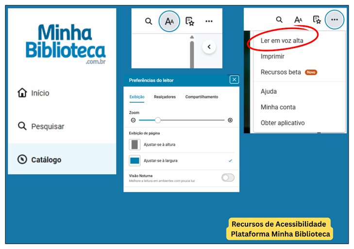 Recursos de Acessibilidade   Plataforma Minha Biblioteca
